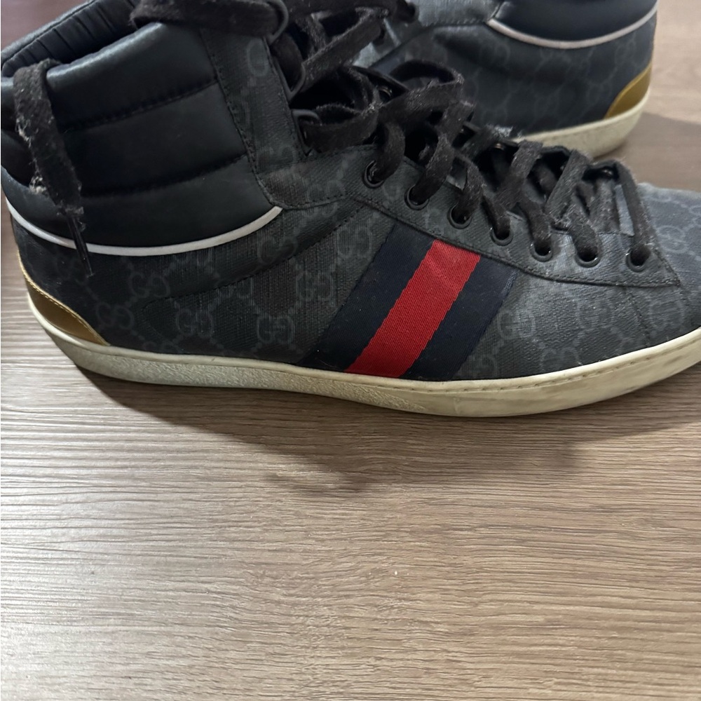 Gucci Black High-Tops with Red Accent
